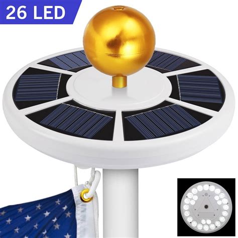 26 LED Solar Flag Pole Light, Solar Flagpole Downlight for Most 15 to ...