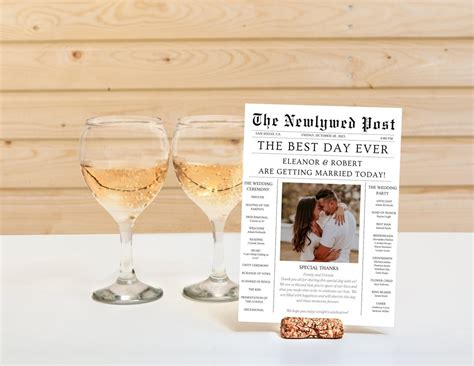 Newspaper Wedding Program Template Unique Wedding Program the Newlywed Post Editable Template - Etsy