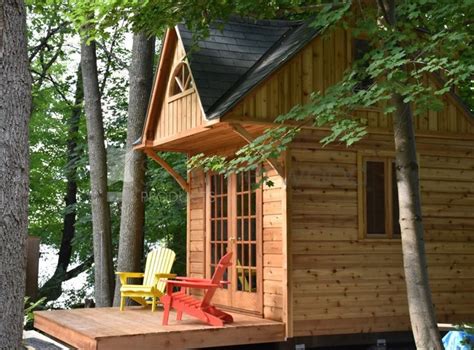 This 10 x 10 Tiny Cedar Cabin kit has Cedar Channel Rough siding and French 30-Lite Double doors ...