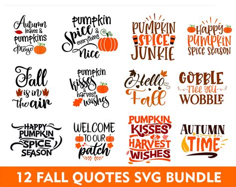 Fall Quotes Bundle Svg, Autumn Quotes Svg, Caligraphy Svg, Fall Phrases ...