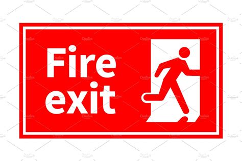 Emergency fire exit red sign | Graphic Objects ~ Creative Market