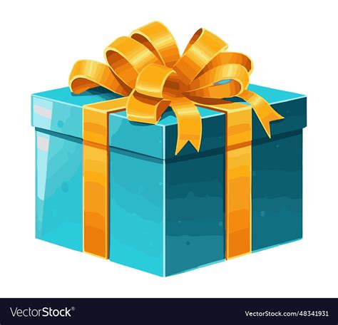 Blue gift box with ribbon Royalty Free Vector Image