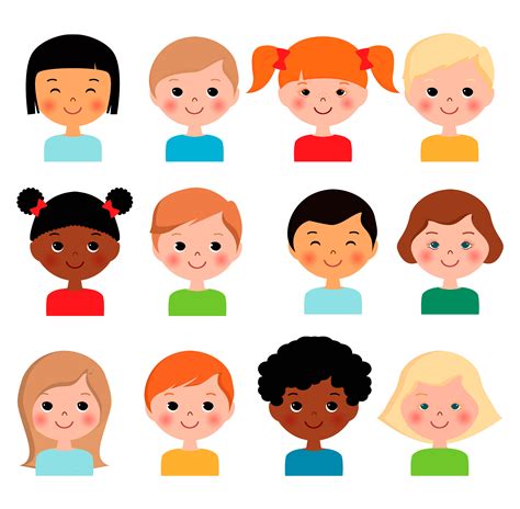 conjunto de caras de niños diferentes 1217475 Vector en Vecteezy