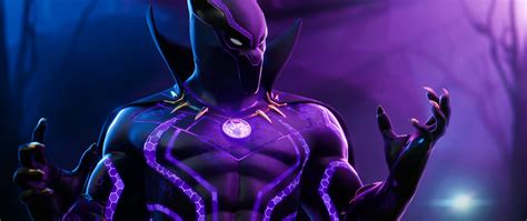 Black Panther Wallpaper 4K, Neon, Fortnite, Skin, 2020 Games