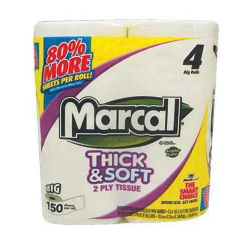 Soundview Paper Co. - Marcal White 2 ply / 150 Sheet 4 Pack Thick & Soft Bathroom Tissue 038 ...