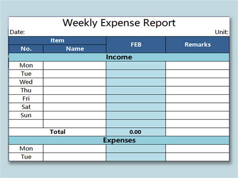 EXCEL of Weekly Expense Report.xlsx | WPS Free Templates