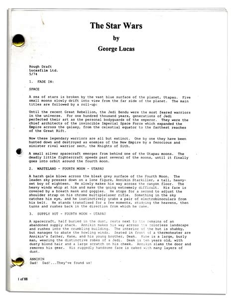 Lot Detail - Star Wars Original 1974 Script - ''The Star Wars / Rough Draft''