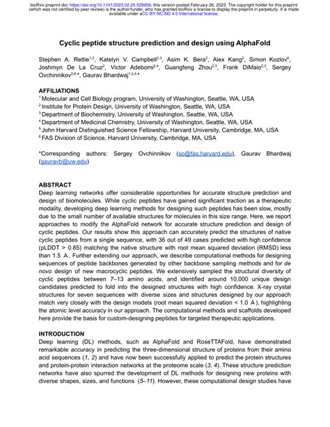 (PDF) Cyclic peptide structure prediction and design using AlphaFold