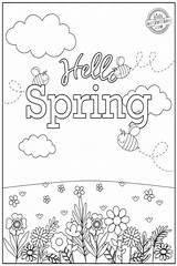 Hello Spring Coloring Pages sketch template