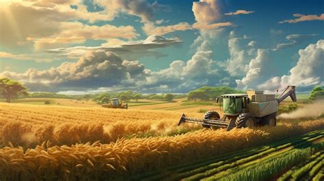 Premium AI Image | a painting of a farmer in a field with wheat.