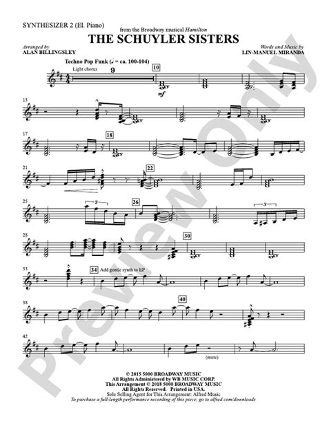 The Schuyler Sisters: 2nd Synthesizer: 2nd Synthesizer Part - Digital Sheet Music Download