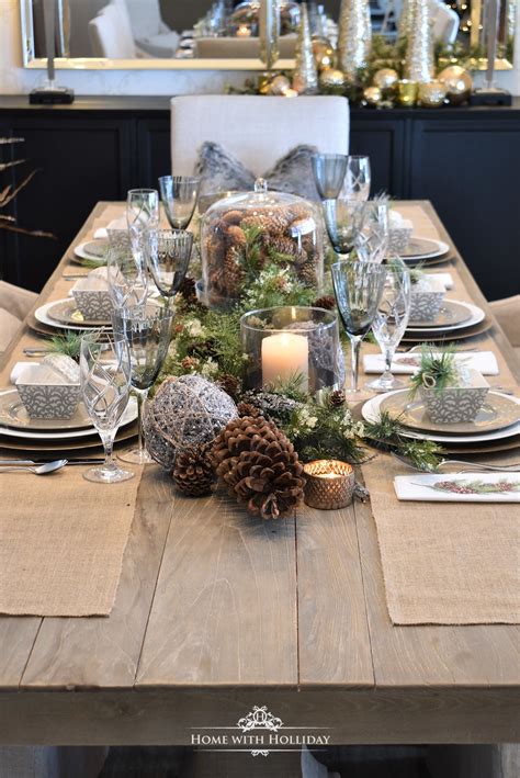 Simple Woodland and Pine Cone Christmas Table Setting - Home with Holliday