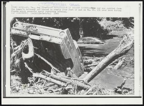 Weather Hurricane Camille. Roseland, VA. -- Flood Devastation In Nelson County -- This car was ...