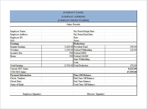 Pay Stub Template Canada Templates-1 : Resume Examples