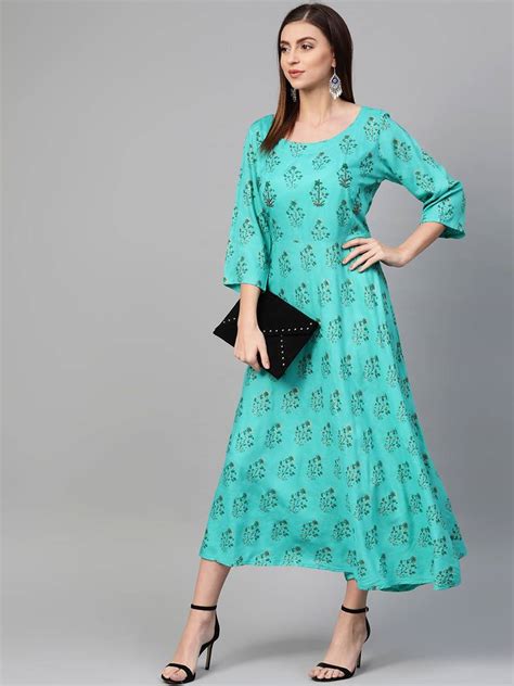 Green woven viscose rayon maxi-dresses - ANAISA - 3200146