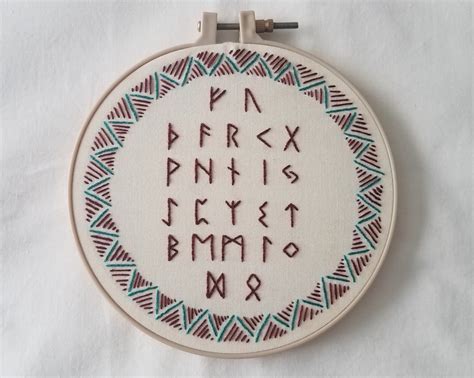 Elder Futhark Runic Alphabet Hand Stitched Embroidery - Etsy