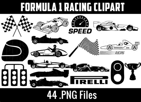 Formula 1 Race Car Silhouette Clipart Birthday Invitations - Etsy