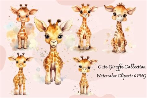 Cute Baby Giraffe Watercolor Graphic by enelnichada · Creative Fabrica