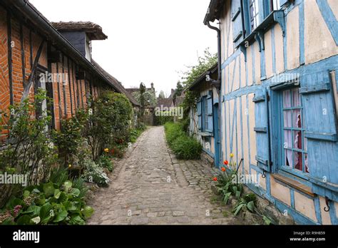 GERBEROY, FRANCE, APRIL 16, 2017 : old houses in typical Gerberoy village, april 16, 2017, in ...