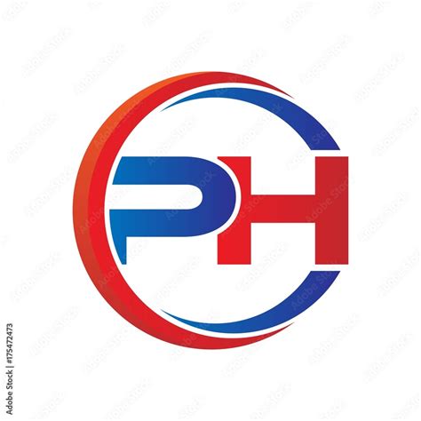 ph logo vector modern initial swoosh circle blue and red Stock Vector ...