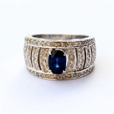 Blue Sapphire Diamond Gold Ring/Natural Blue Sapphire Ring/ | Etsy