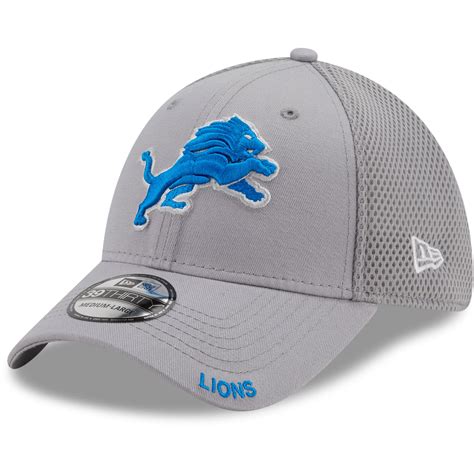 Men's New Era Gray Detroit Lions Logo Neo 39THIRTY Flex Hat