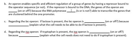 Solved b. An operon enables specific and efficient | Chegg.com