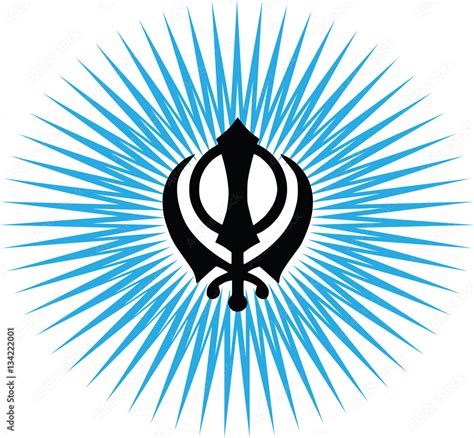 Khanda is the main symbol of Sikhism, transparent background, blue sunlight. Stock Vector ...