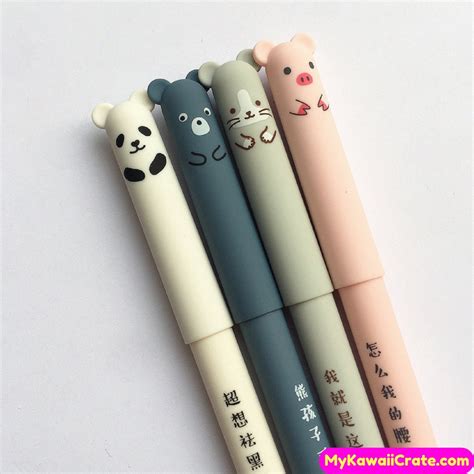 4 Pc Adorable Animals Velvet Feel Erasable Gel Pens Cute - Etsy Australia