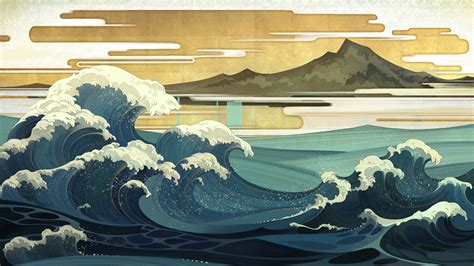 aric.artstation.com #art #japanese #japaneseart #bigwave #tradidionalart #japan | Desktop ...