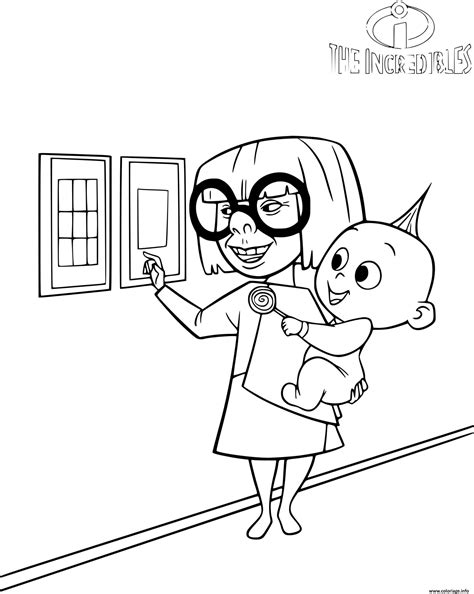 Coloriage edna mode and jack jack - JeColorie.com