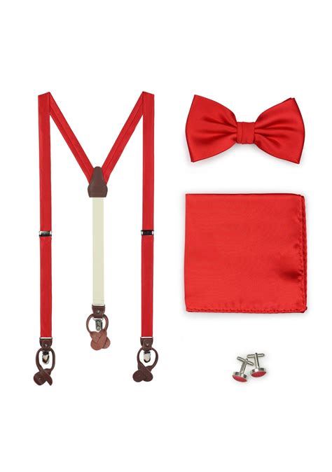 Red Suspender Bowtie Set | Red Tie Suspenders + Matching Bow Ties ...