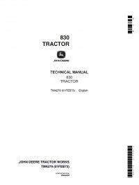 John Deere 830 Tractor TM4279 Technical Manual PDF