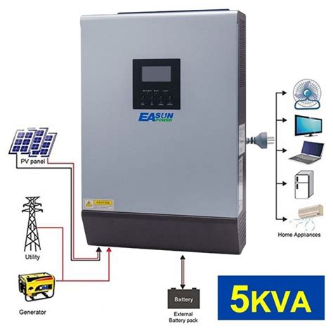 5KVA 4000W Solar Hybrid Inverter Pure Sine Wave 220VAC Output Parallel ...