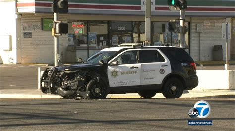 Los Angeles County sheriff's deputy hospitalized after crash involving hit-and-run driver in ...