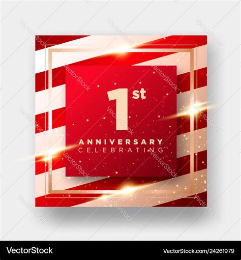 1 year anniversary celebration card 1st Royalty Free Vector