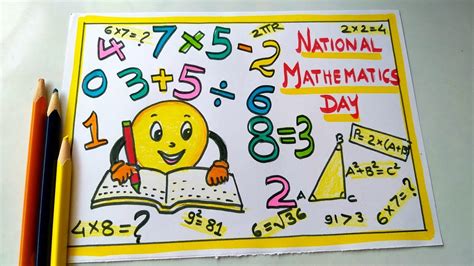 National Mathematics day Poster Drawing/ How to draw National Mathematics Day step by step ...