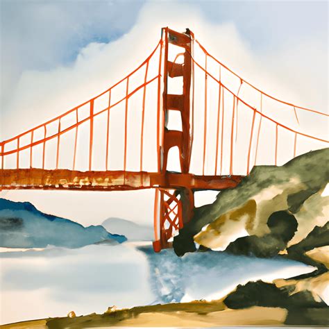 Golden Gate Bridge Watercolor Painting · Creative Fabrica