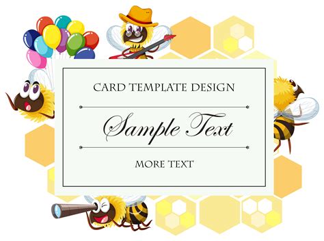 Card template with bee in different actions 298162 Vector Art at Vecteezy