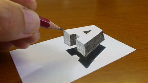 Very Easy!! How To Drawing 3D Floating Letter "A" #2 - Anamorphic Illusion - 3D Trick Art on ...