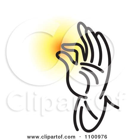 Clipart Black And White Blessing Hand With Glowing Light - Royalty Free ...