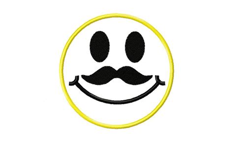 Mustache Smiley Face Appliqué Embroidery Design in 4x4 5x7 - Etsy