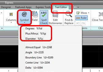 Text Symbol Codes in AutoCAD 2014 – Cadline Community