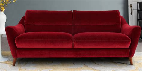 Rozelle Three Seater Sofa In Maroon Velvet - Dreamzz Furniture | Online Furniture Shop