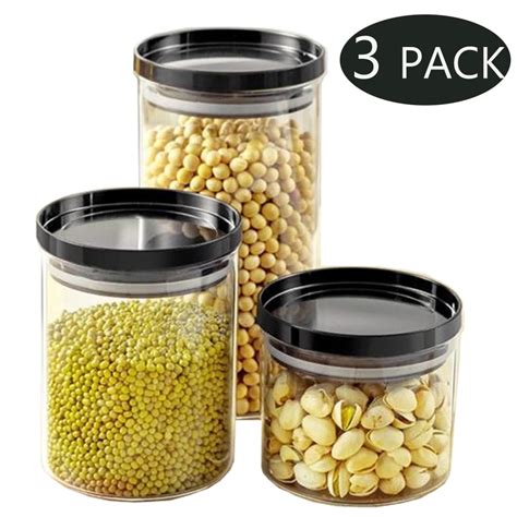 Glass Food Storage Containers with Lids by Meidong - Set of 3 Kitchen Canisters - Candy, Cookie ...