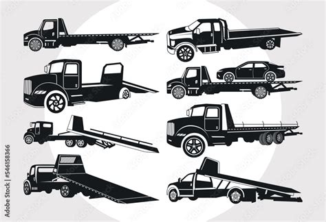 Rollback Truck SVG Bundle, Tow Truck Silhouette, Tow Truck Svg, Flatbed ...