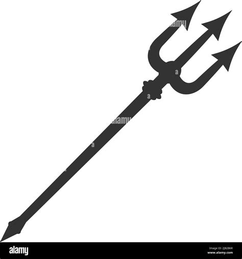 black trident symbol isolated on white, vector illustration Stock ...