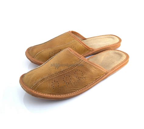 Brown Men's Leather Mule Slippers 340-brown-pm