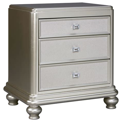 Signature Design by Ashley Coralayne Three Drawer Night Stand in Silver ...