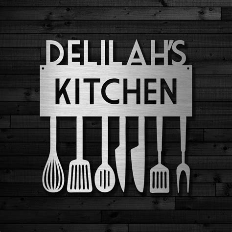 Personalised Laser Cut Metal Kitchen Sign, Utensil Design Metal Art, Personalised Kitchen Sign ...